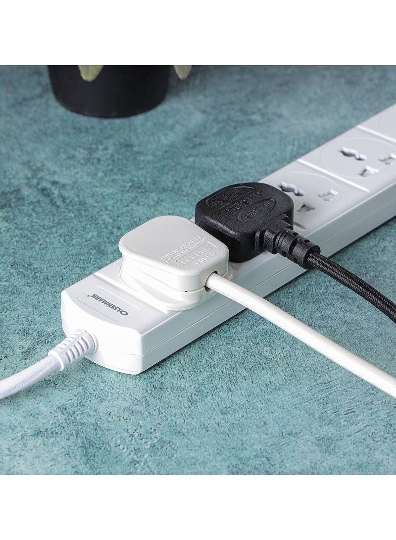 Olsenmark 5-Way Power Socket OMES1811D | PP Fireproof Housing & Child Safety Shutter | 3-Meter Cord | Ideal for Home & Office | White, 2-Year Warranty