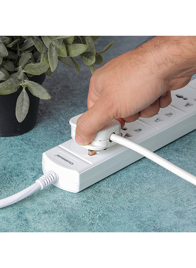Olsenmark 5-Way Power Socket OMES1811D | PP Fireproof Housing & Child Safety Shutter | 3-Meter Cord | Ideal for Home & Office | White, 2-Year Warranty - Image 4