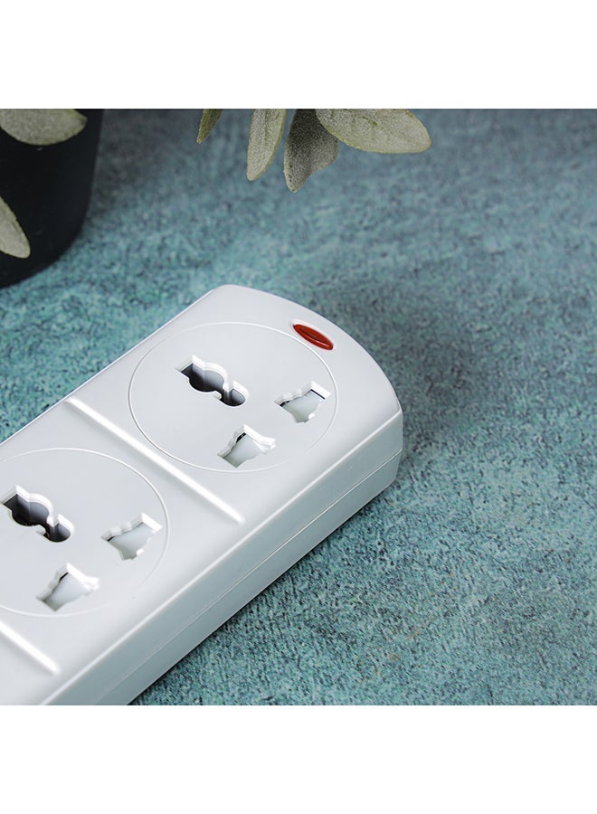 Olsenmark 5-Way Power Socket OMES1811D | PP Fireproof Housing & Child Safety Shutter | 3-Meter Cord | Ideal for Home & Office | White, 2-Year Warranty