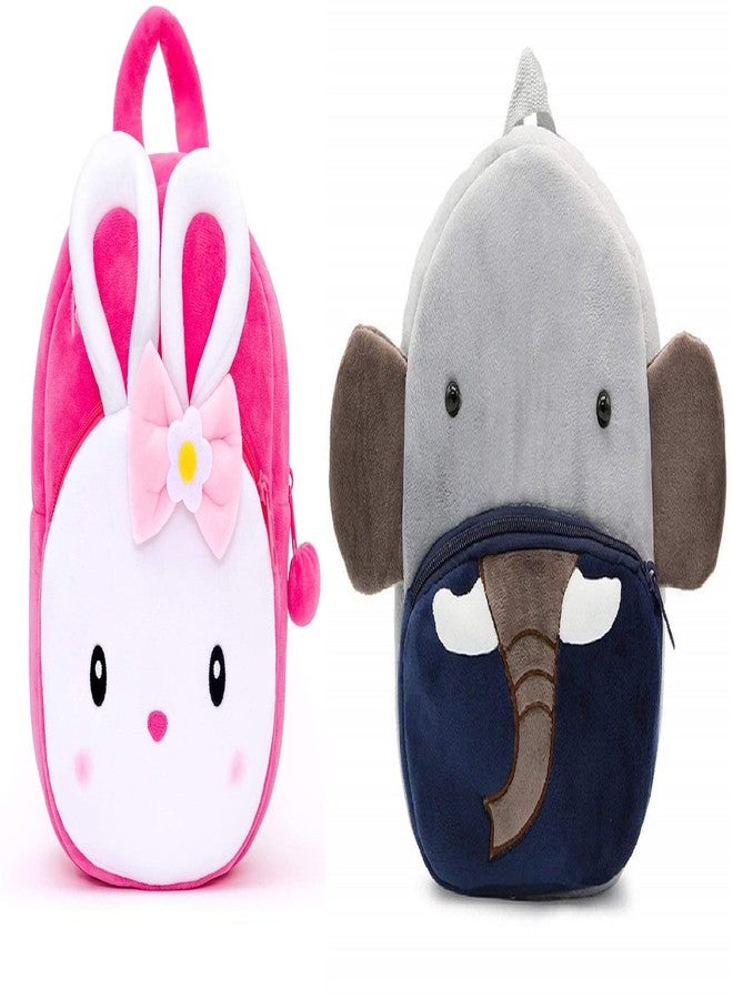 Black Hill Kids School Bag Soft Plush Backpack Cartoon Bags Mini Travel Bag for for Girls Boys Toddler Baby Konggi Rabbit & Elephant - Image 1