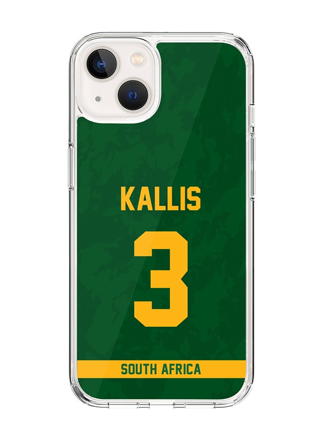 Stylizedd Classic Clear Case for iPhone 15 , Hybrid Soft Case Transparent Cover - Player Name - Jacques Kallis, Jersey Number- 3