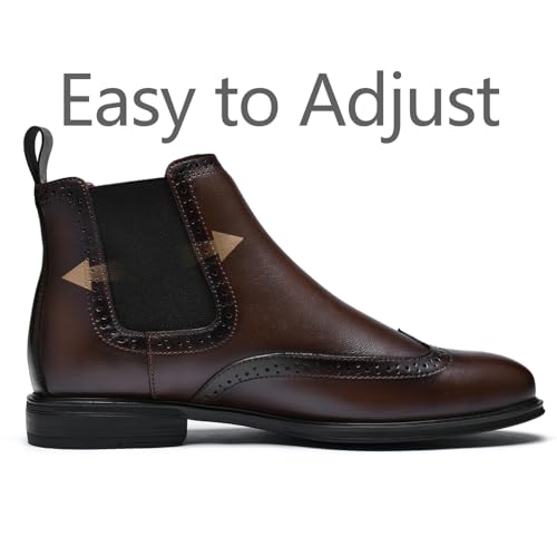 ArcBrothers Mens Chelsea Dress Boots - Formal Slip-on Ankle Boots Classic Brogue Style - Image 4