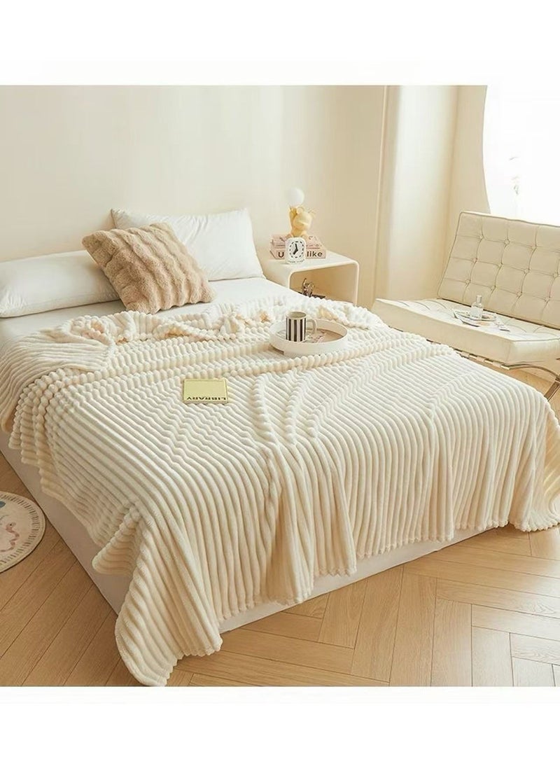 High-Gram Weight French Velvet Thick Plush Blanket – Double-Sided Fluffy Striped Design | Sofa/Aircon/Office Shawl Blanket (Lint-Free, Anti-Static, Washable - Image 2
