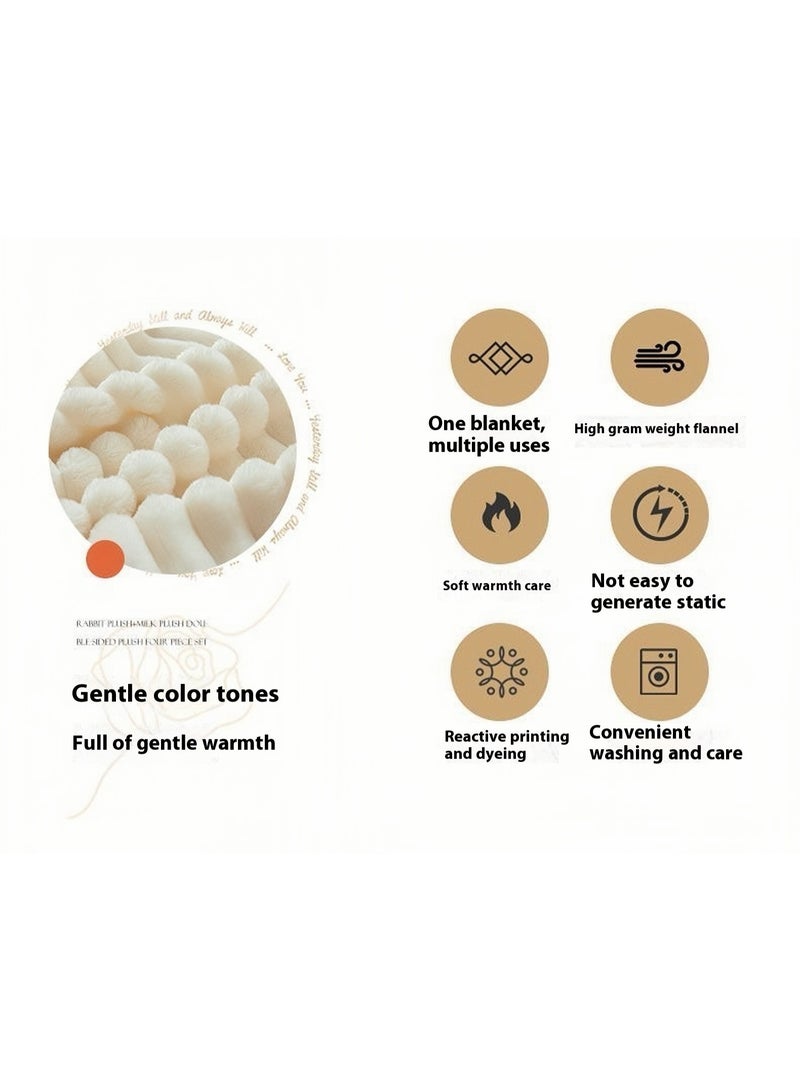 High-Gram Weight French Velvet Thick Plush Blanket – Double-Sided Fluffy Striped Design | Sofa/Aircon/Office Shawl Blanket (Lint-Free, Anti-Static, Washable - Image 5