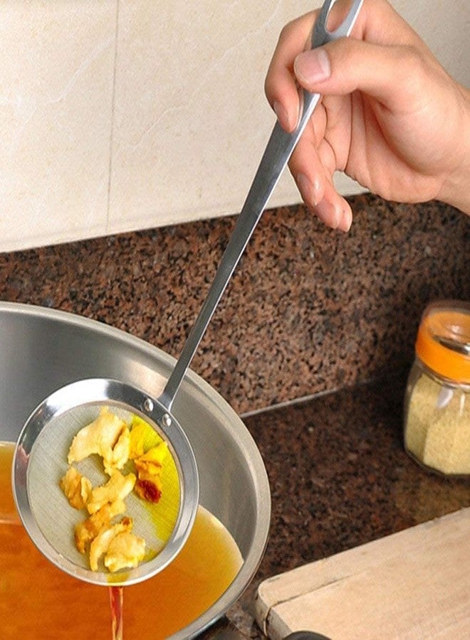 Sakar 2 pcs Stainless Steel Mesh Strainer – Round Frying Spoon for Kitchen Oil Filter & Food Cooking Utensil Lightweight Drainer Deep Fry, Noodles, Pasta, Vegetables, Chips, Pakora Durable, Easy - Image 2