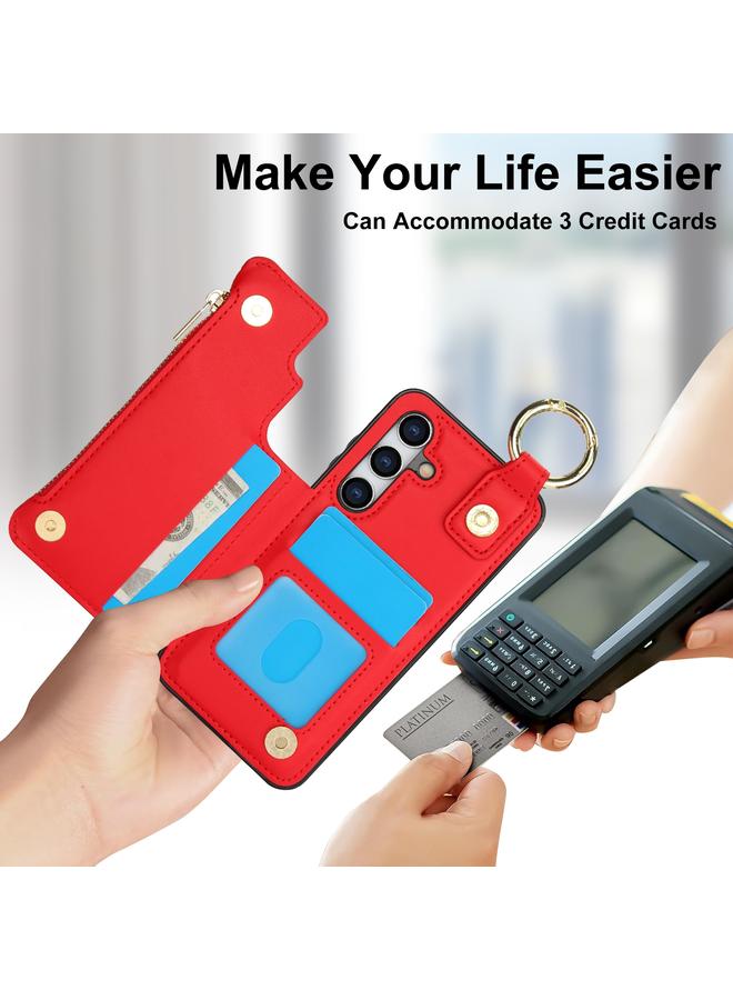 S-TOP Case For Samsung Galaxy A25 4G / 5G RFlD Anti-theft Double Buckle Ring Zipper Card Phone Case - Image 5