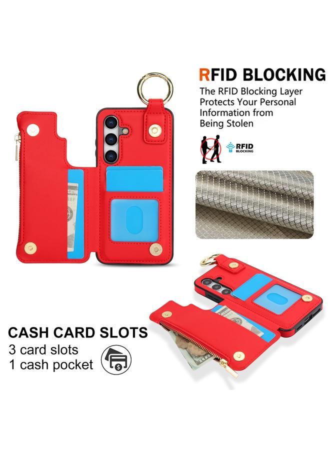 S-TOP Case For Samsung Galaxy A25 4G / 5G RFlD Anti-theft Double Buckle Ring Zipper Card Phone Case - Image 3