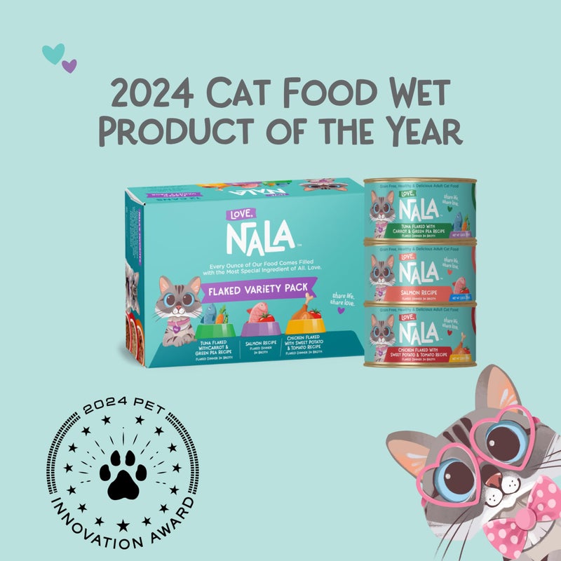 LOVE, NALA - FLAKED Fish & Chicken Variety Pack - 24 Pack- Natural Adult Cat Wet Food - Grain Free, Non-GMO, Lean Protein, Omega 3, Digestive Fiber, Added Minerals & Vitamins - Image 2