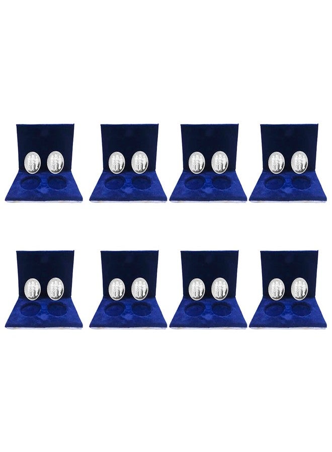 NINE10 German Silver Coins 10 Grams Silver Plated of Ram Darbar for Ram Navami Pooja or Diwali Gift Items for Men, Women, Staff, Customer, Clients, Corporate with Velvet Gift Box (Pack of 8 Pair) - Image 1
