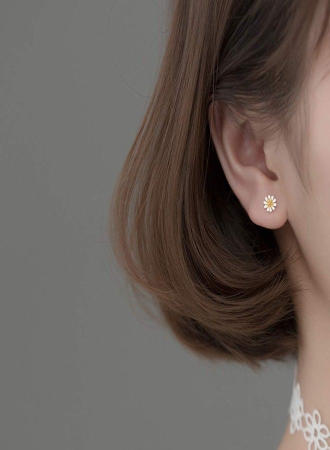 Izpack 18G Cute Daisy Flower Cartilage Stud Earrings Sterling Silver for Women Girls Dainty Helix Tragus Earring Labret Studs Barbell Screw Back Ear Piercing Jewelry Gifts Hypoallergenic BFF - Image 2