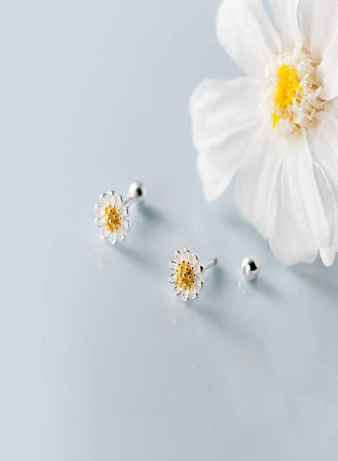 Izpack 18G Cute Daisy Flower Cartilage Stud Earrings Sterling Silver for Women Girls Dainty Helix Tragus Earring Labret Studs Barbell Screw Back Ear Piercing Jewelry Gifts Hypoallergenic BFF - Image 5