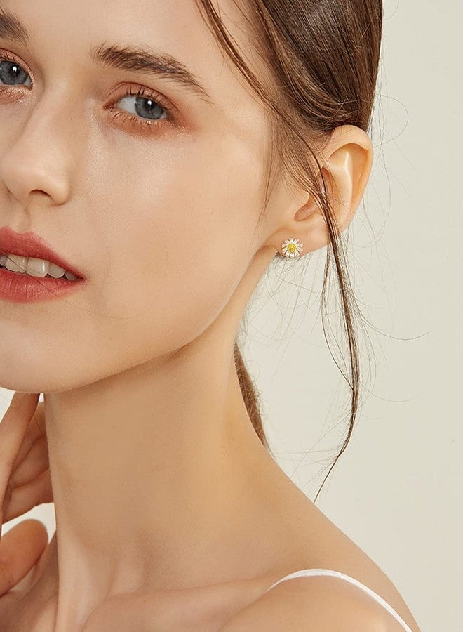 Izpack 18G Cute Daisy Flower Cartilage Stud Earrings Sterling Silver for Women Girls Dainty Helix Tragus Earring Labret Studs Barbell Screw Back Ear Piercing Jewelry Gifts Hypoallergenic BFF - Image 3