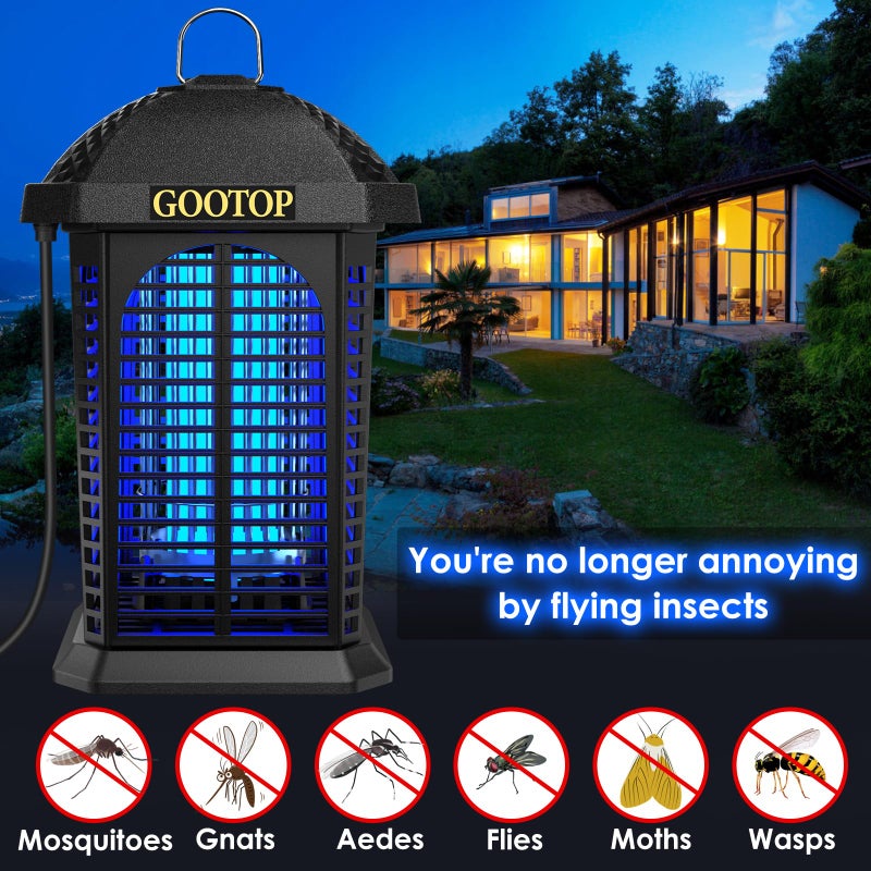 GOOTOP Bug Zapper Outdoor, 4200V Electric Mosquito Zapper, Bug Zapper Outdoor, Fly Traps, Fly Zapper, Mosquito Killer Indoor 3 Prong Plug, 90-130V, ABS Plastic Outer - Image 2