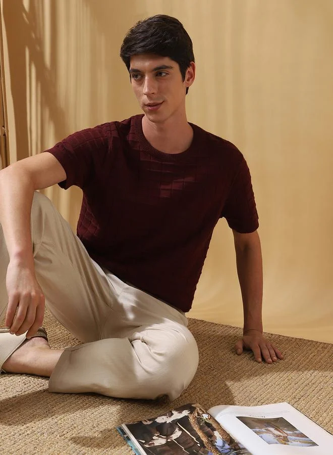 Dennis Lingo Men's Port Royale Flat Knit Textured Regular Fit T-Shirt