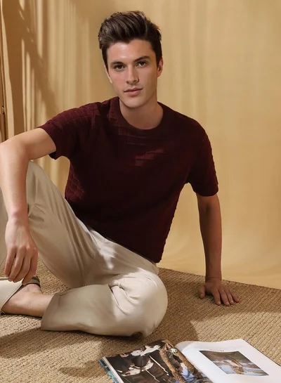 Dennis Lingo Men's Port Royale Flat Knit Textured Regular Fit T-Shirt