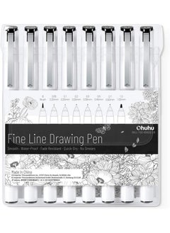 Ohuhu Micro Pen Fineliner Drawing Pens: 8 Sizes Fineliner Pens Pigment Black Ink Assorted Point Sizes Waterproof For Writing Drawing Journaling Sketching Anime Manga Watercolor For Artists Beginners  - Image 1