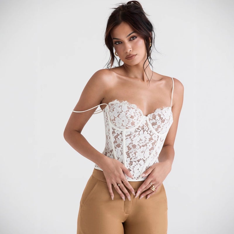 Women's Lace Camisole Top with Boning - Image 2