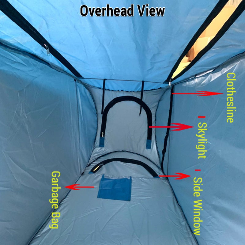Pop Up Privacy Tent 1.2x1.2x1.9m Black - Instant Setup Foldable Camping Shower Tent with Side Bag Clothesline 2 Windows for Outdoor Camping Hiking Beach - Image 5
