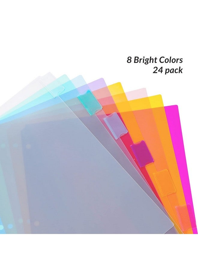 Seashell 8-Tab Plastic Binder Dividers, Insertable Index Dividers For 3 Ring Binders, Letter Size, Durable, Assorted Colors, School Subject Binder Organizers, Pack Of 3 Sets (24 Dividers Total) - Image 5