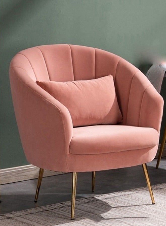  CityRiya-Long كرسي مميز، كرسي استرخاء، كرسي بذراع للاسترخاء، كرسي مكتب منزلي، كرسي أريكة، كرسي طعام مريح، كراسي مكياج مخملية، كرسي جانبي فردي للأريكة، كرسي زينة للمكتب المنزلي (وردي) - Image 1