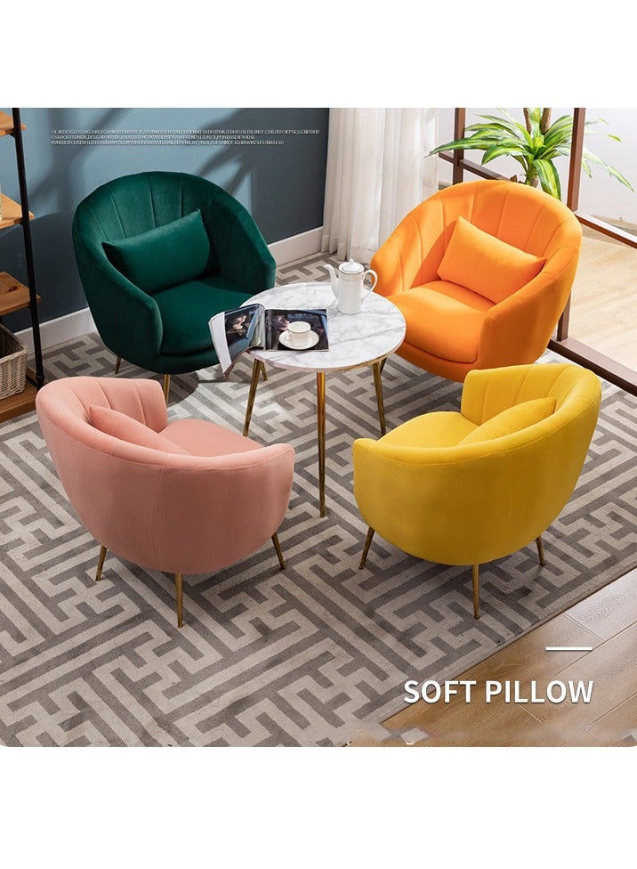  CityRiya-Long كرسي مميز، كرسي استرخاء، كرسي بذراع للاسترخاء، كرسي مكتب منزلي، كرسي أريكة، كرسي طعام مريح، كراسي مكياج مخملية، كرسي جانبي فردي للأريكة، كرسي زينة للمكتب المنزلي (وردي) - Image 4