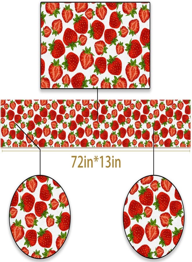 Pudodo Strawberry Table Runner Spring Summer Fruit Strawberry Themed Birthday Baby Shower Party Kitchen Dining Home Decoration (13" x 72") - Image 2