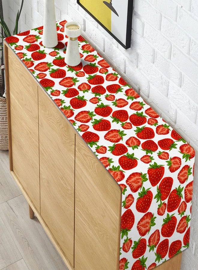 Pudodo Strawberry Table Runner Spring Summer Fruit Strawberry Themed Birthday Baby Shower Party Kitchen Dining Home Decoration (13" x 72") - Image 5