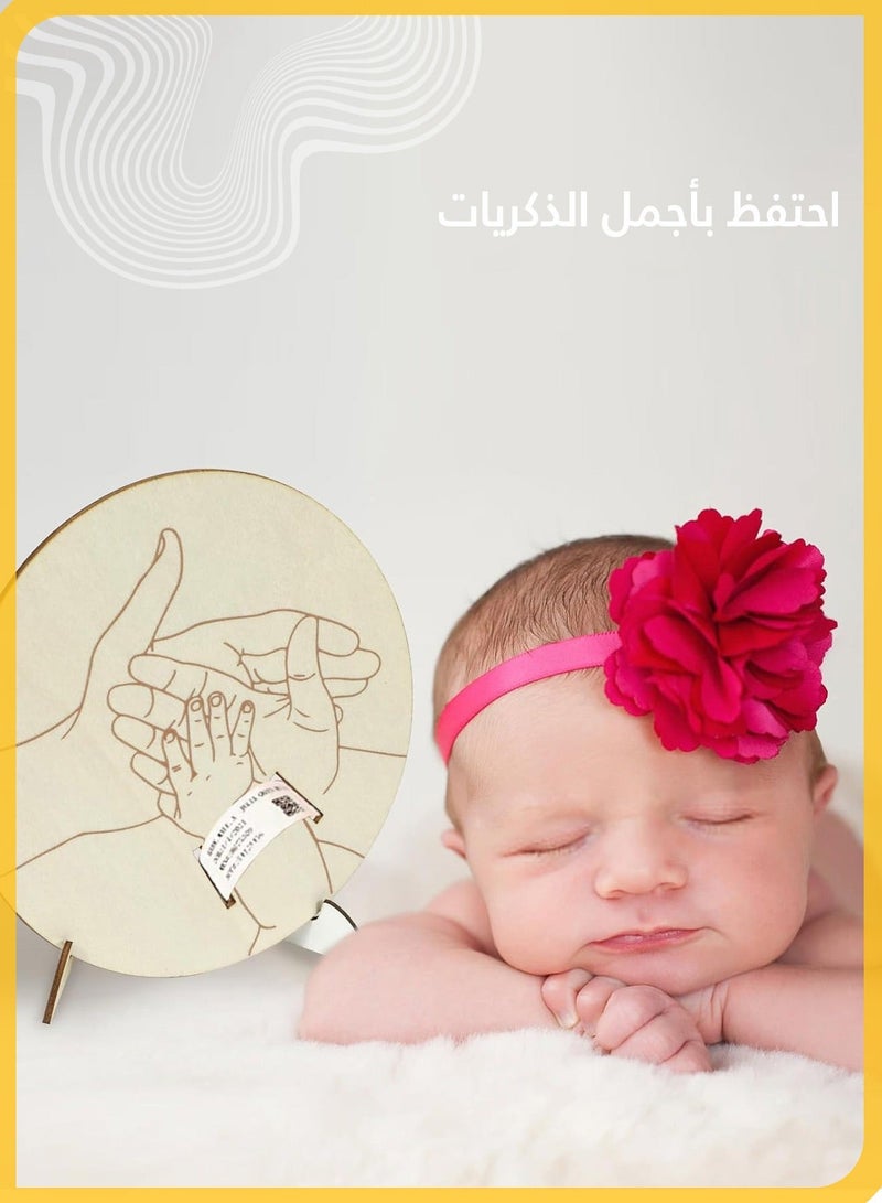 2 Pcs  Newborn Wooden Birth Memorial Plaque, Newborn Hospital Bracelet Display Board, Double-Sided Engraved Baby Name Photo Props, Hello World Welcome Baby Decoration - Image 3