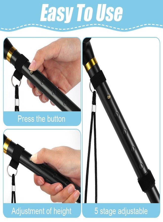 Flintronic Walking Stick, Folding Walking Stick, Adjustable Folding Walking Sticks, Collapsible Lightweight Flexible Stick, Comfortable Grip Durable Mobility Aid for Men Women, Black - Image 3