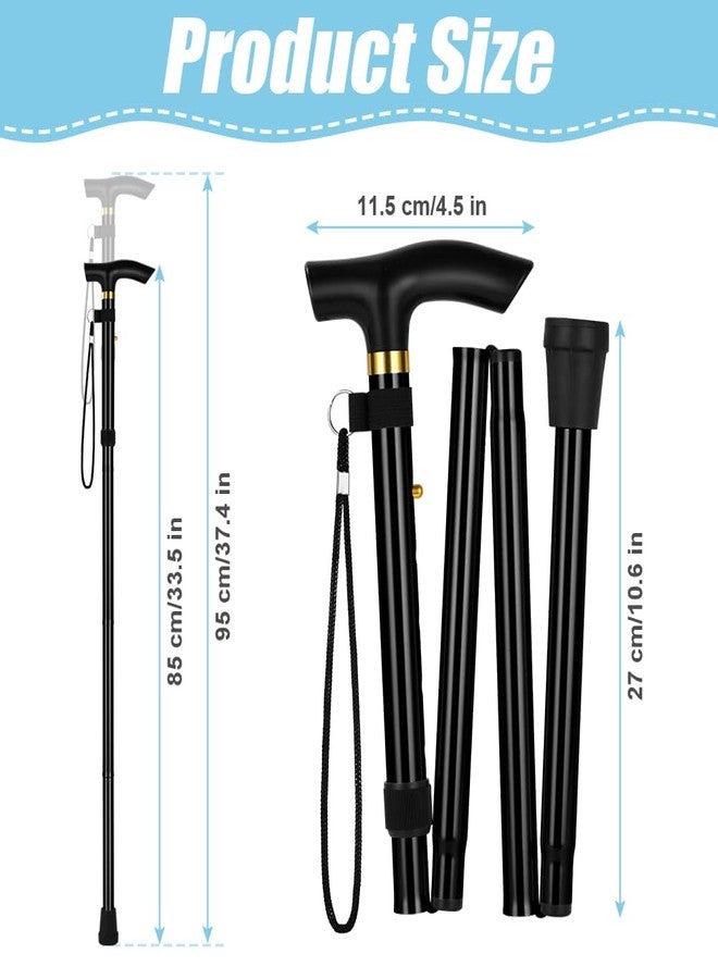 Flintronic Walking Stick, Folding Walking Stick, Adjustable Folding Walking Sticks, Collapsible Lightweight Flexible Stick, Comfortable Grip Durable Mobility Aid for Men Women, Black - Image 2