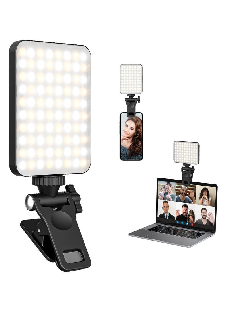 80 LED Phone Light, Selfie Light, Rechargeable Clip Video Light, Adjusted Multiple Light Modes, for Phone, Camera, Laptop, iPad, Light for Phone for Selfie, Video Conference, TikTok, Vlog  - Image 1