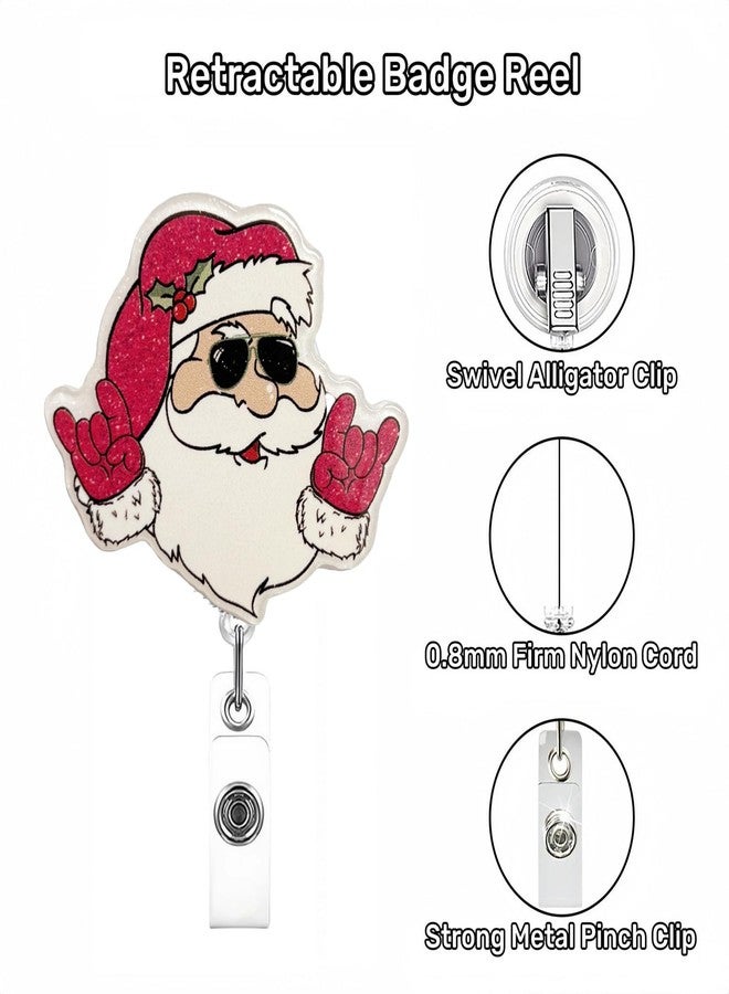 GRITOSE Christmas Badge Reel Retractable Cute Badge Holder Winter Santa Claus ID Name Acrylic Clip Funny Nurse Badge Reel Alligator Clips for Nurse Doctor Teacher Student Worker Holiday Gift - Image 3