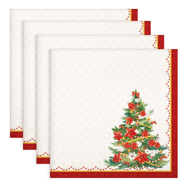Arquiel Christmas Tree Napkins 1818 Inch Floral Dinner Cloth Napkins Set of 4 Washable Cotton Soft Absorbent Square Napkins for Dining Kitchen Party Wedding Decoration - Image 2