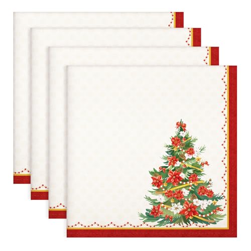 Arquiel Christmas Tree Napkins 1818 Inch Floral Dinner Cloth Napkins Set of 4 Washable Cotton Soft Absorbent Square Napkins for Dining Kitchen Party Wedding Decoration - Image 1