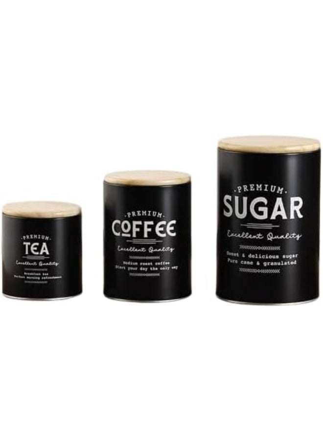 طقم منظمات مطبخ 3 قطع للسكر والشاي والقهوة بتصميم عصري وخامات عالية الجودة - Image 1