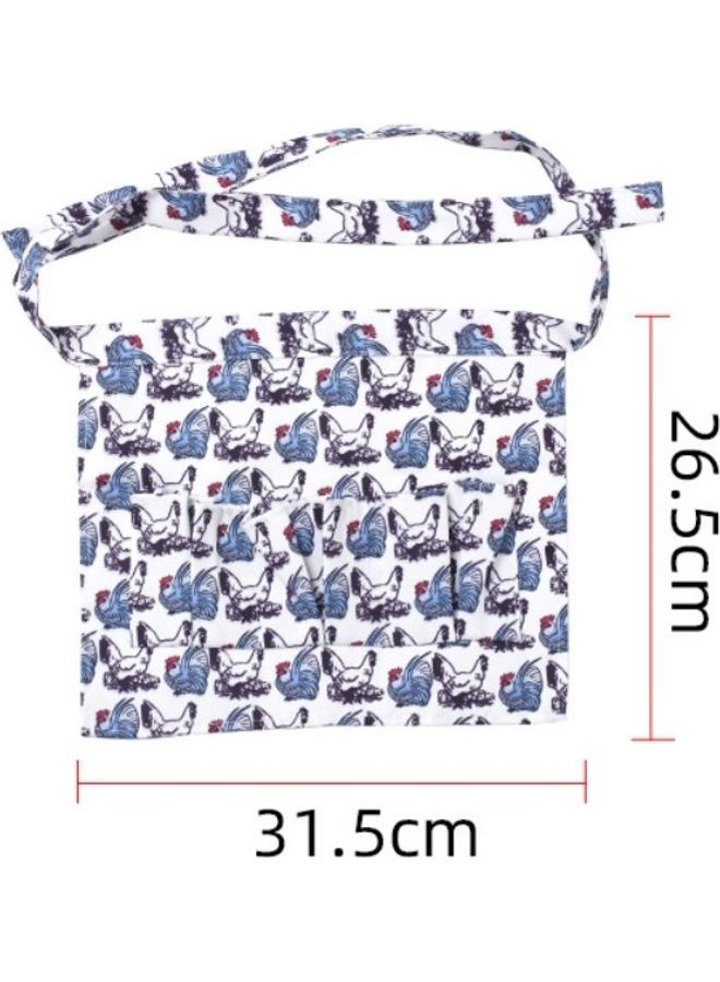 NIBEMINENT 5-Piece Egg Collection Apron with Multiple Pockets Blue/Black/White 31.5 x 26.5cm  - Image 3