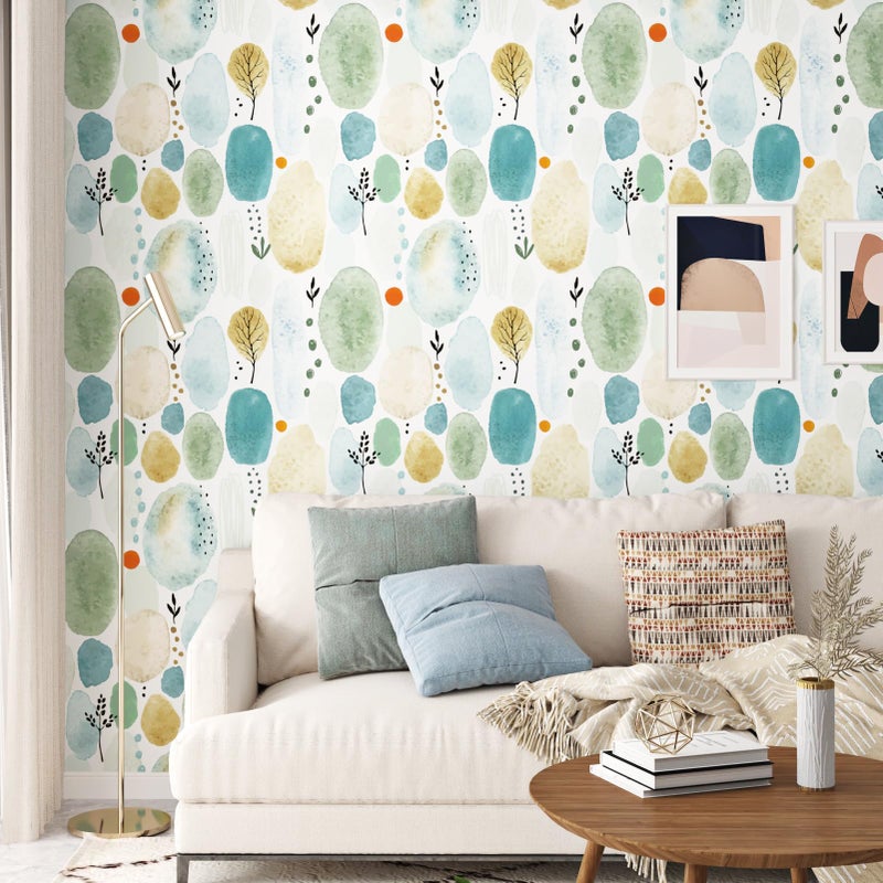 Wallderful Blue Abstract Peel and Stick Wallpaper Geometric Contact Paper Boho Wallpaper Bathroom Peel and Stick Wall Paper Self Adhesive Removable Counter Top Covers Cabinets Table Shelf Liner Vinyl - Image 3
