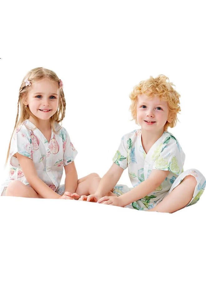 Beptides Children'S Pajamas For Boys And Girls Summer Thin Breathable Home Wear Set Baby Parent-Child Pajamas Short Sleeve - Image 3