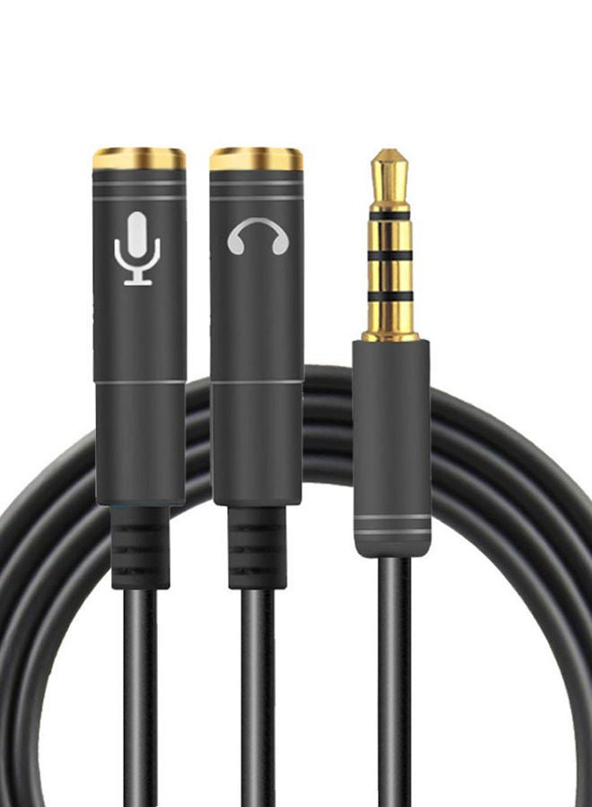 NIBEMINENT Stereo Audio Male To2 Female Mic Y Splitter Cable Black 