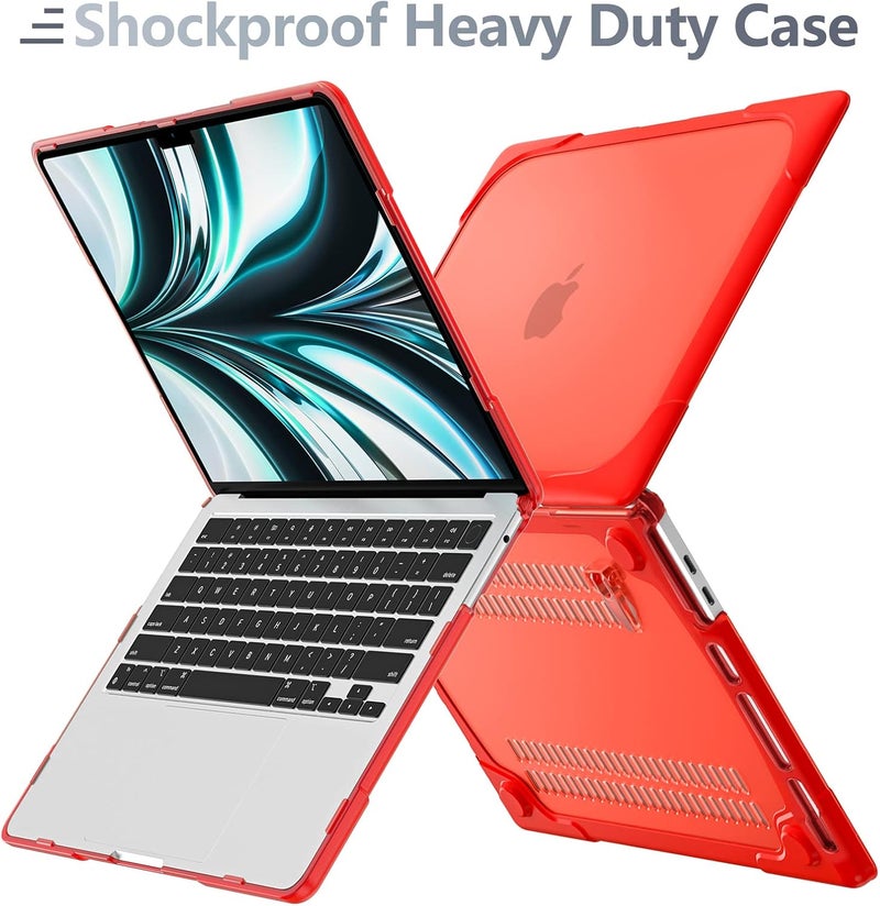 Batianda Heavy Duty Case for MacBook Pro 13 inch 2022 2020 Release A2338 M2 M1 A2289 A2251, Ergonomic Foldable Kickstand (Holds 22lbs) Matte Translucent Shockproof Cover with Spare Parts, Red - Image 4