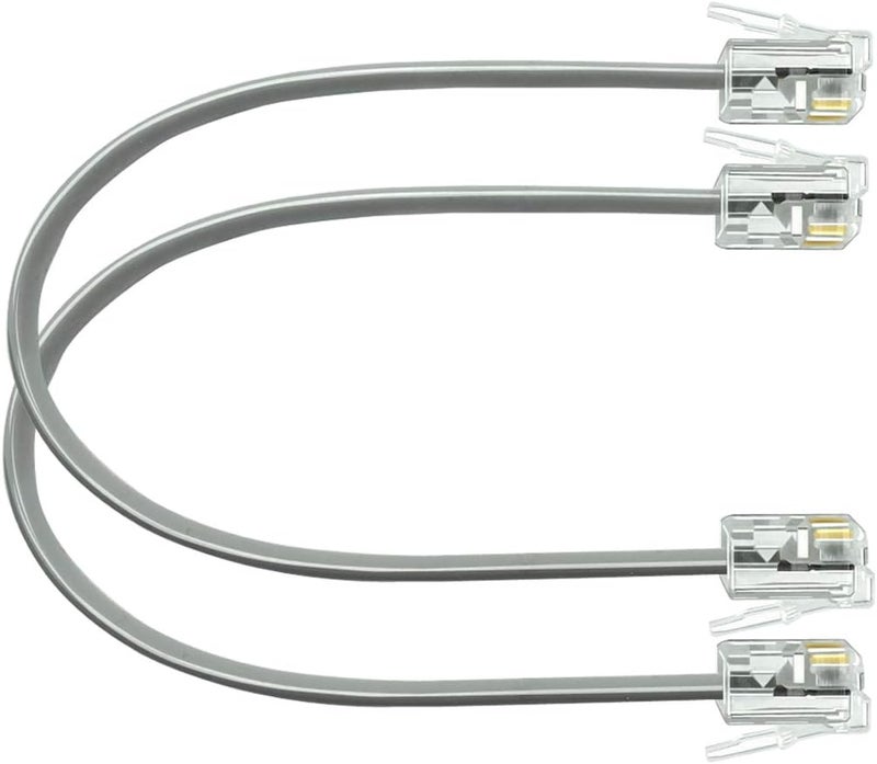 NECABLES 2Pack 6 Inch Short Telephone Cord Phone Cable Wall Phone Cord for Landline RJ11 6P4C Male to Male - Image 1