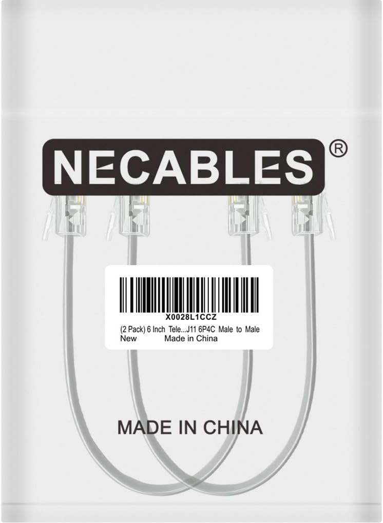 NECABLES 2Pack 6 Inch Short Telephone Cord Phone Cable Wall Phone Cord for Landline RJ11 6P4C Male to Male - Image 4
