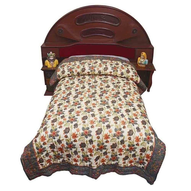 SAMRADHI Traditional Famous Jaipuri Beautiful Floral Print in Multi Colour Jaipuri Rajai/Razai/Quilt Single/Single Bed Quilt/Comforter/AC Quilt/AC Comforter