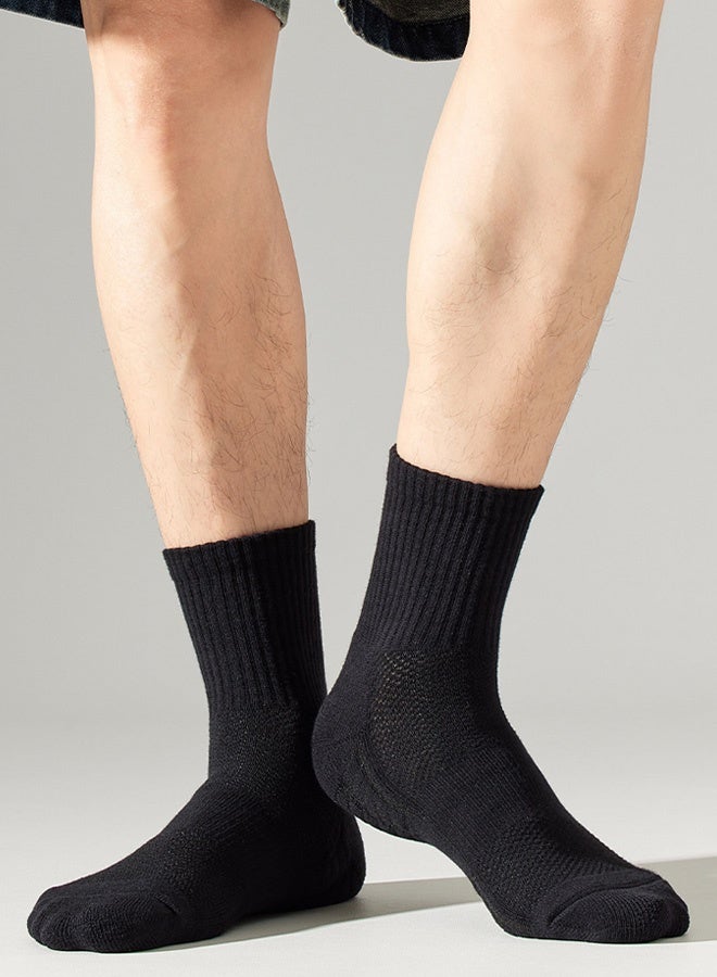 Hanayo 5 أزواج من الجوارب الرياضية للنساء والرجال غير محددة الجنس، جوارب مضادة للانزلاق، جوارب رياضية خفيفة ومريحة لفصل الخريف والشتاء وجميع الفصول (أسود) - Image 3