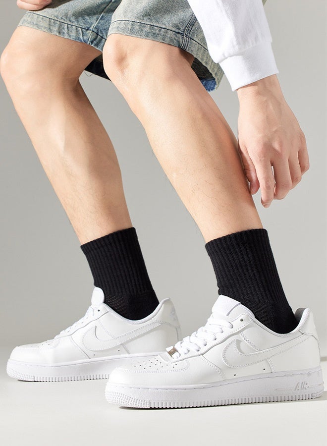 Hanayo 5 أزواج من الجوارب الرياضية للنساء والرجال غير محددة الجنس، جوارب مضادة للانزلاق، جوارب رياضية خفيفة ومريحة لفصل الخريف والشتاء وجميع الفصول (أسود) - Image 2