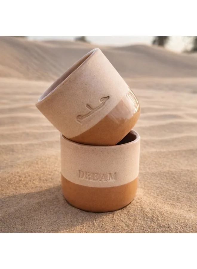 Tohfa Luxe Handcrafted Ceramic Cup – “Dream” (English & Arabic) – 175 ml