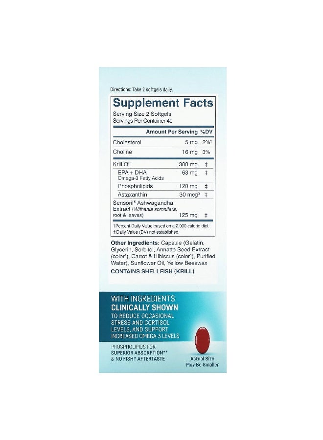 Kori Kori, Pure Antarctic Krill Oil, Stress & Body Omega-3 with Ashwagandha, 80 Softgels - Image 2