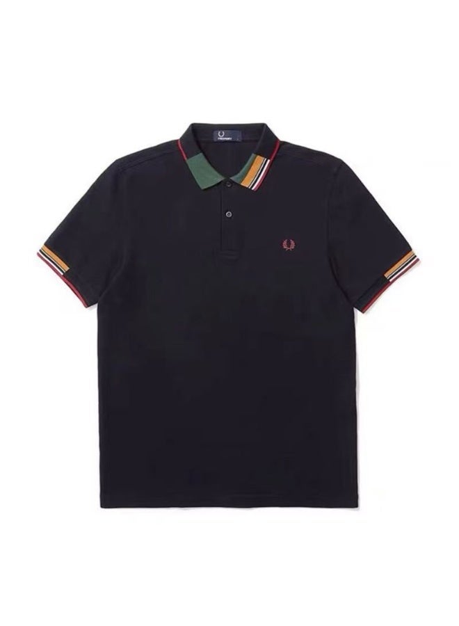 Fred Perry Striped Collar Polo Shirt | Black Men’s Polo with Signature Laurel Wreath Logo, Retro Sporty Style for Casual & Smart-Casual Looks - Image 2
