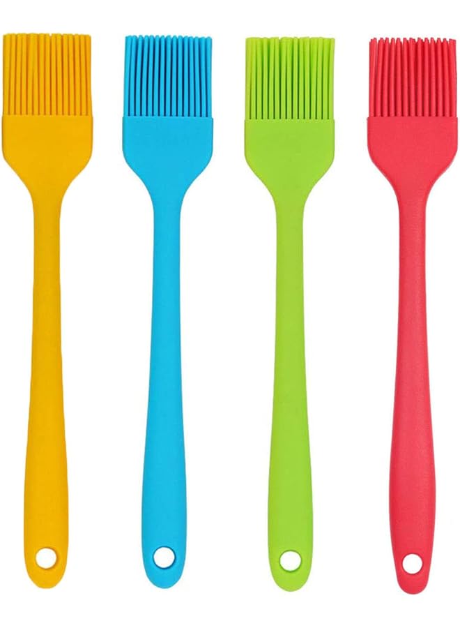 S-TOP Silicone Pastry Brushes Natural for Kitchen, Basting Brush for Baking and Cooking, Food Grill Brushes with Long Handle, Oil Brush Set 4 Packs - Image 1