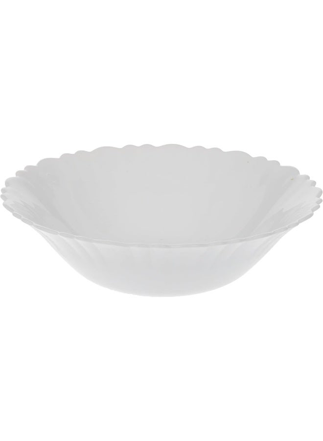 Borosil Larah Fluted White Opal Multipurpose Bowl 6.5 Inch (16.5 cm), White, 1 PC white - Image 1